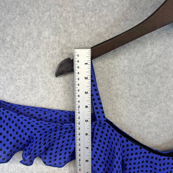 Corey Lynn Calter Anthropologie Dress Womens Size 4 Blue Polka Dot Cold Shoulder - Picture 6 of 8